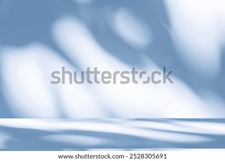 Wall interior background, studio  and backdrops show products.with shadow from window color white and blue . background for text insertion and presentation product 