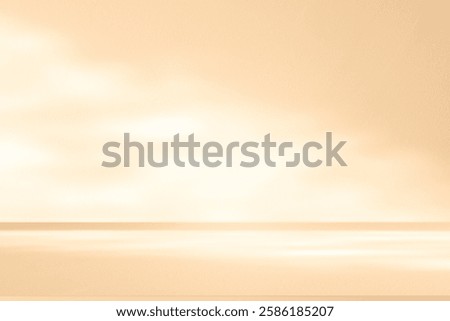 Wall interior background, studio  and backdrops show products. with leaf shadow from window color beige and white. background for text insertion and presentation of product 