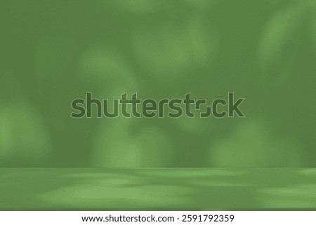 Wall interior background, studio  and backdrops show products. with shadow from window color green and white. background for text insertion and presentation of product 