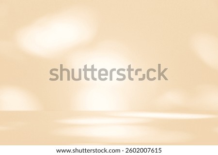 Wall interior background, studio  and backdrops show products. with leaf shadow from window color beige and white. background for text insertion and presentation of product 