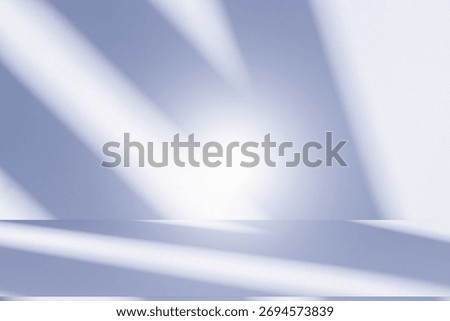 Wall interior background, studio  and backdrops show products. with leaf shadow from window color blue tone. background for text insertion and presentation of product