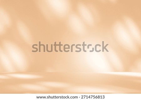Wall interior background, studio  and backdrops show products. with leaf shadow from window color beige and white. background for text insertion and presentation of product 