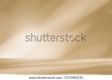 Wall interior background, studio  and backdrops show products. with leaf shadow from window color beige and white. background for text insertion and presentation of product 