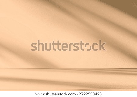 Wall interior background, studio  and backdrops show products. with leaf shadow from window color beige and white. background for text insertion and presentation of product 