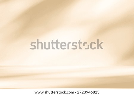Wall interior background, studio  and backdrops show products. with leaf shadow from window color beige and white. background for text insertion and presentation of product 
