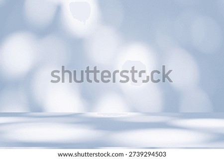 Wall interior background, studio  and backdrops show products. with leaf shadow from window color blue tone. background for text insertion and presentation of product