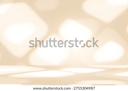 Wall interior background, studio  and backdrops show products. with leaf shadow from window color beige and white. background for text insertion and presentation of product 