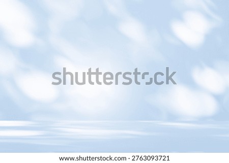 Wall interior background, studio  and backdrops show products. with leaf shadow from window color blue tone. background for text insertion and presentation of product