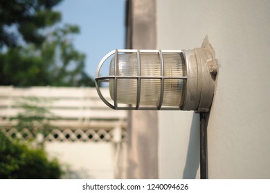 Wall Light Lamp Bracket Outdoor On White Wall For Night Light At Home.