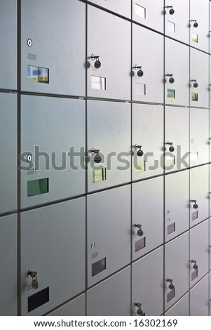 Wall of lockers. With key.