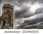 Wall lookout guardhouse of Eastern State Penitentiary historic site.