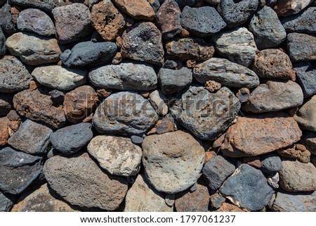 Wall made from volcanic rock, Big Island, Hawaii