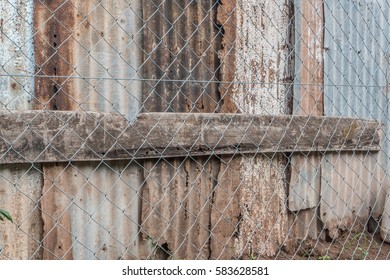 The Wall Of A Metal Shack. 