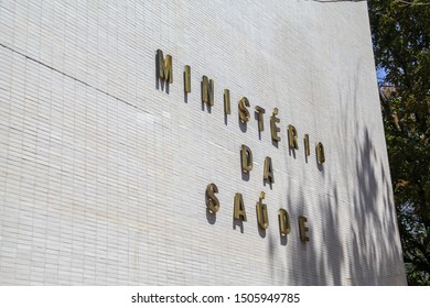 The Wall Of The Ministry Of Health Building, On The Esplanade Of Ministries In Brasilia, Responsible For The Country's Public Health Administration