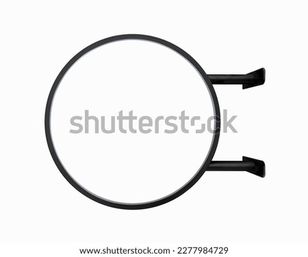 Wall mounted circular light box advertising sign isolated on white background
