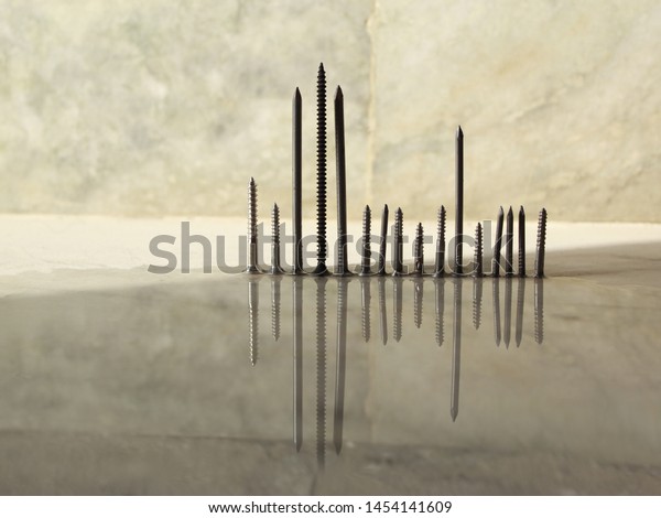 Wall Nails Water Reflection Stock Photo Edit Now