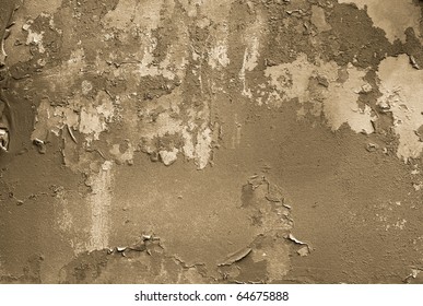 Wall With Painting Falling Apart