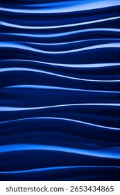 Wall panel of blue wavey curvy lines