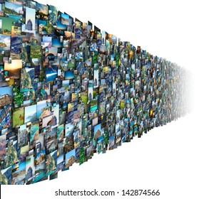 Wall With Lot Of Photography Pictures Scattered  In Infinity