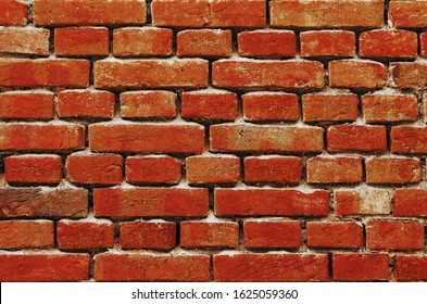 Wall piled of red old brick. - Shutterstock ID 1625059360