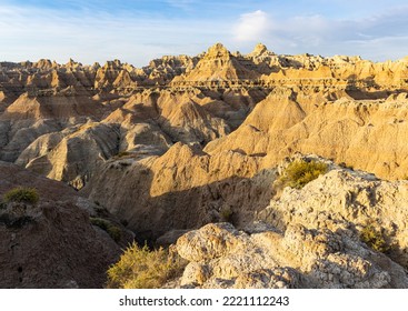 Wall of Rock Formations on The Notch Trail, Badlands National Park, South Dakota, USA - Shutterstock ID 2221112243