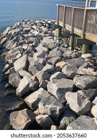 Wall Of Rocks At Ocean At Huntington Beach, Newport News, VA