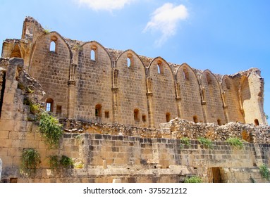 Wall ruins of the monastery of Bellapais, Cyprus