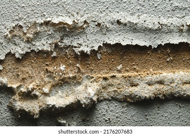 Wall Showing Peeling And Bubbling Paint Due To Water Leak In The Wall, Paint Damage Caused By Moisture In The Walls