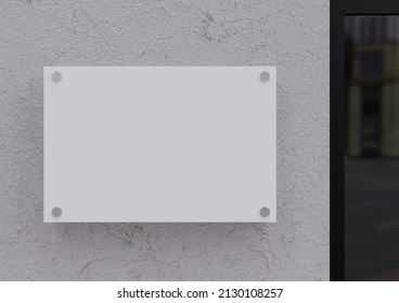 Wall Sign Plaque Mockup Isolated