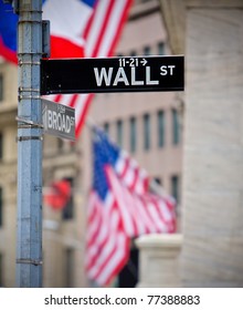 Wall St And Broad St Street Sign In NYC