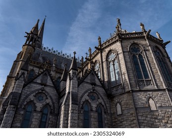 The wall of St. Colman's Cathedral in Cobh, Ireland. Religious European architecture.