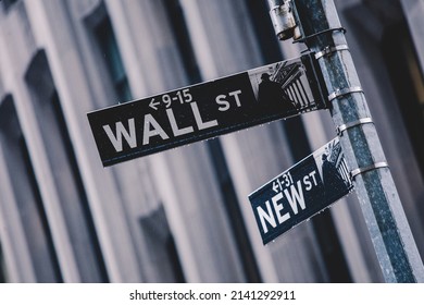 Wall St. Street Sign In Lower Manhattan, New York City.