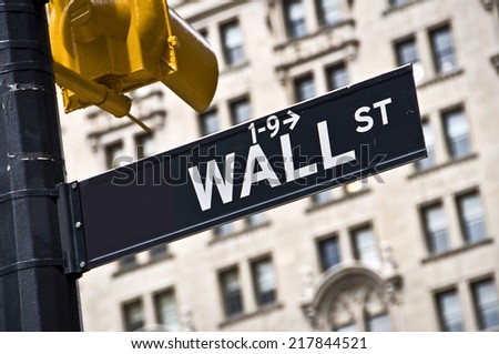 Wall street direction sign, New York City, USA