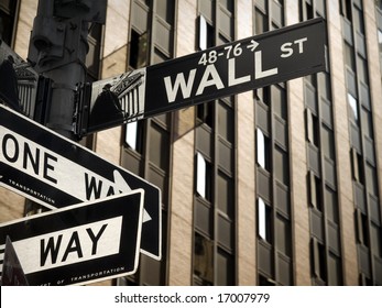 A Wall Street sign in Manhattan New York.
