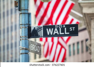 Wall street sign in New York City, USA
