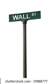 Wall Street Sign Over A White Background