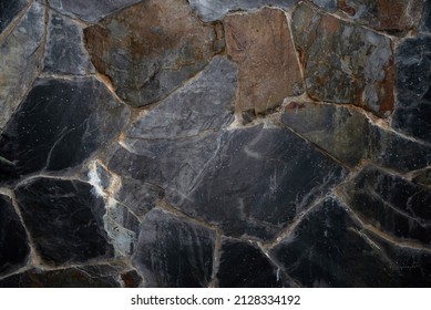 Wall Texture Stone Plated Gray Color, Mosaic Background, Rock Te