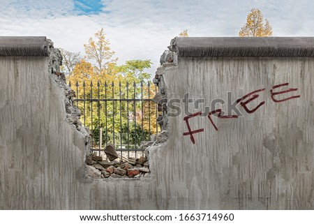 Wall that limits freedom
Broken wall that symbolizes the way to be free.