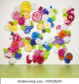 Wall Of Tissue Paper Flowers