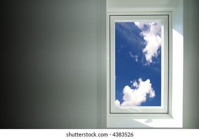 wall with window to the blue sky