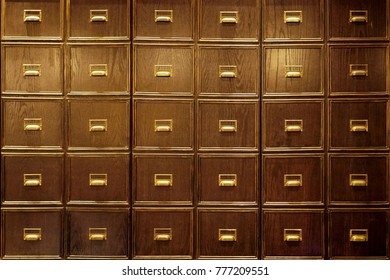 Wall of Wooden Drawers, Wooden Storage Boxes