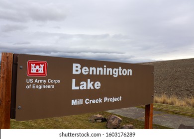 Walla Walla WA United States 1 Jan 2020 Sign For The US Army Corps Of Engineers Mill Creek Project Bennington Lake