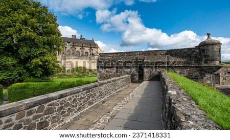Walled enclosure and defence watchtowers at Stirling Castle, Scotland.