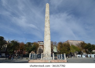 Walled Obelisk On Hippodrome In Istanbul