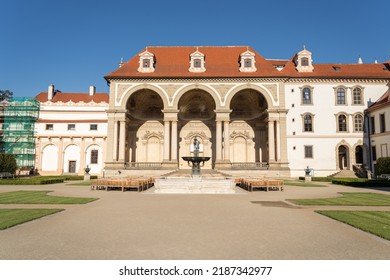 Wallenstein Garden In Prague, Czechia. Detail On The Senate Building. No People.