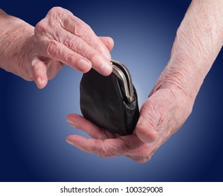 Wallet In The Hands Of An Old Woman