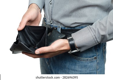 Wallet With No Money In Male Hands