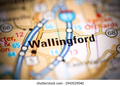 Wallingford. Connecticut. USA On A Geography Map