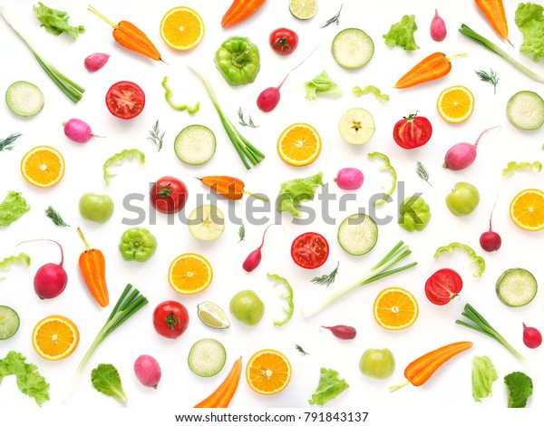 果物と野菜の壁紙の抽象的な組成 食べ物柄野菜 健康的な食べ物の