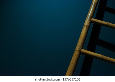 Wallpaper Ladder On Aqua Blue Background Stock Photo 1576857106